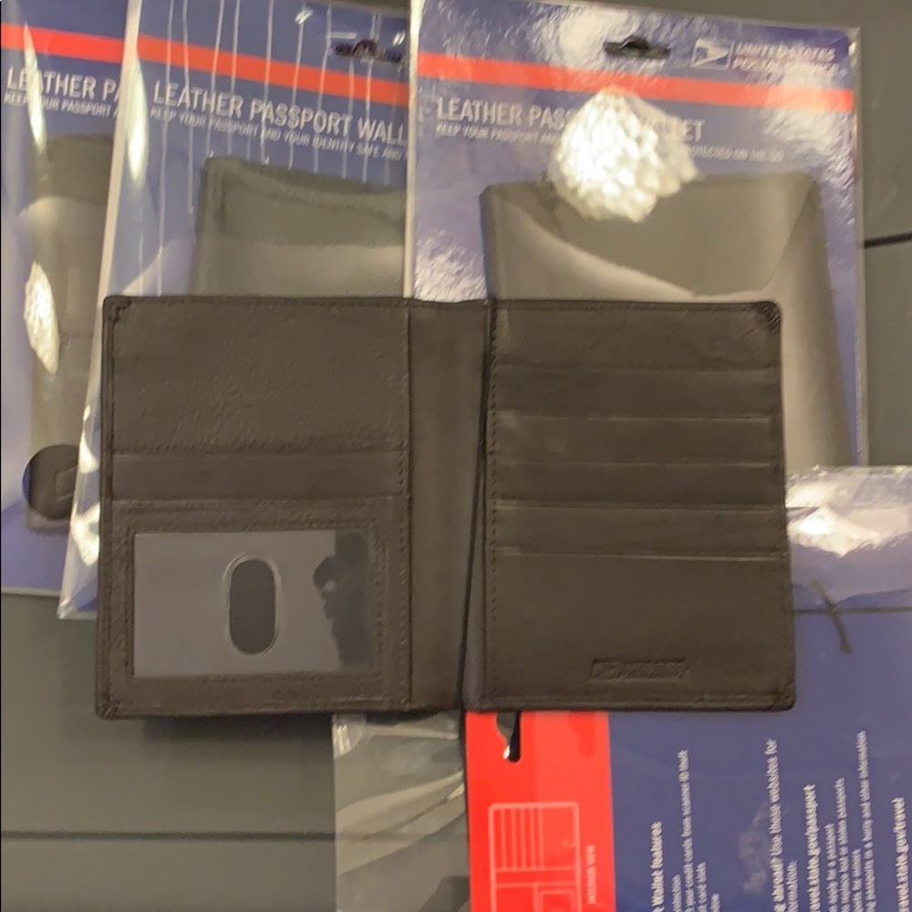 Leather Passport Wallet RFID protect Black